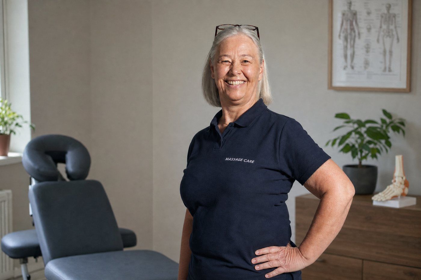 Jalkaterapeutti Susanne Leth vastaanotollaan